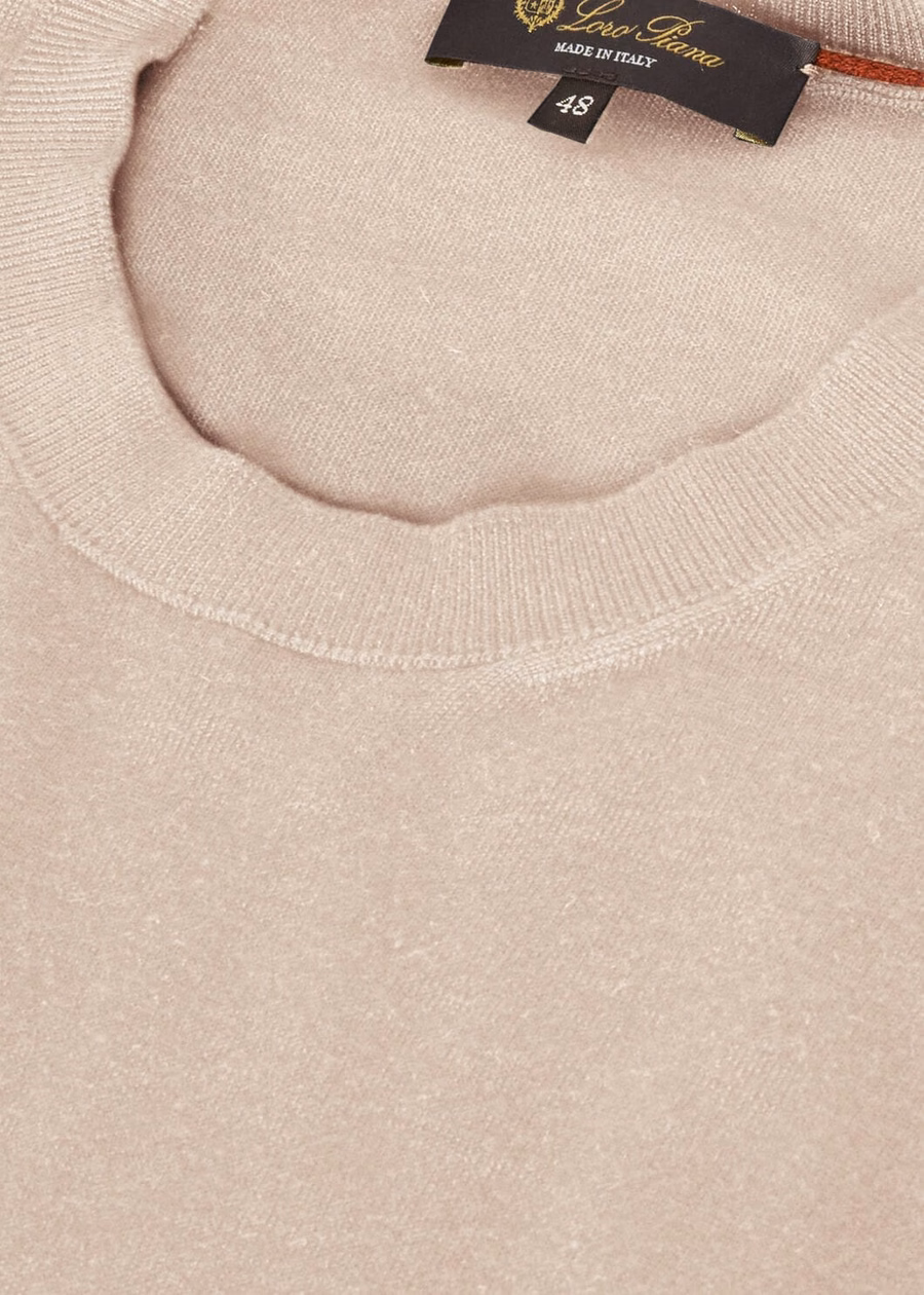 Sottile Crewneck Silk Cashmere Virgin Wool Natural Plain