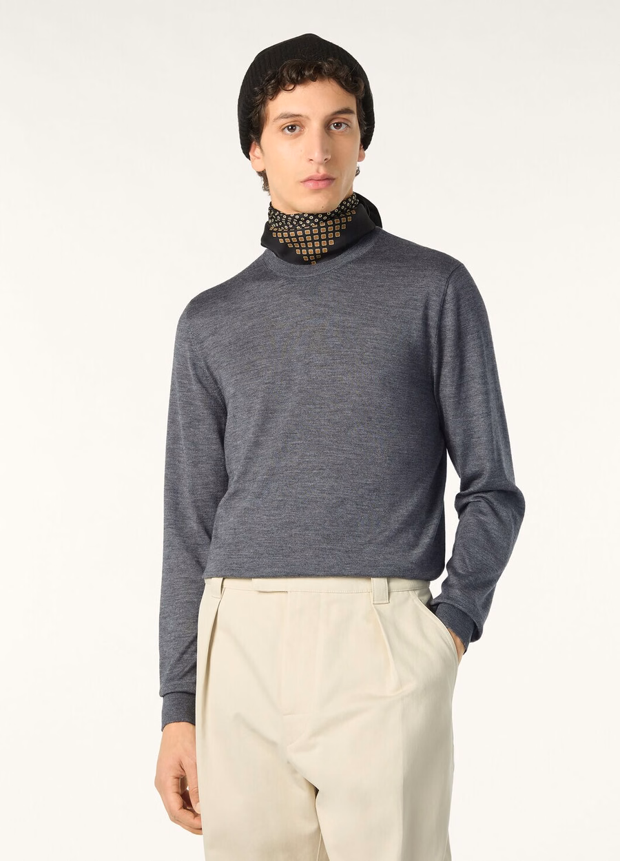 Sottile Crewneck Silk Cashmere Virgin Wool GREY MELANGE