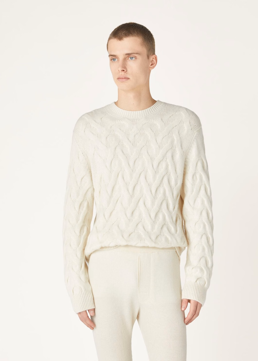 Cocooning Crewneck Baby Cashmere White Snow