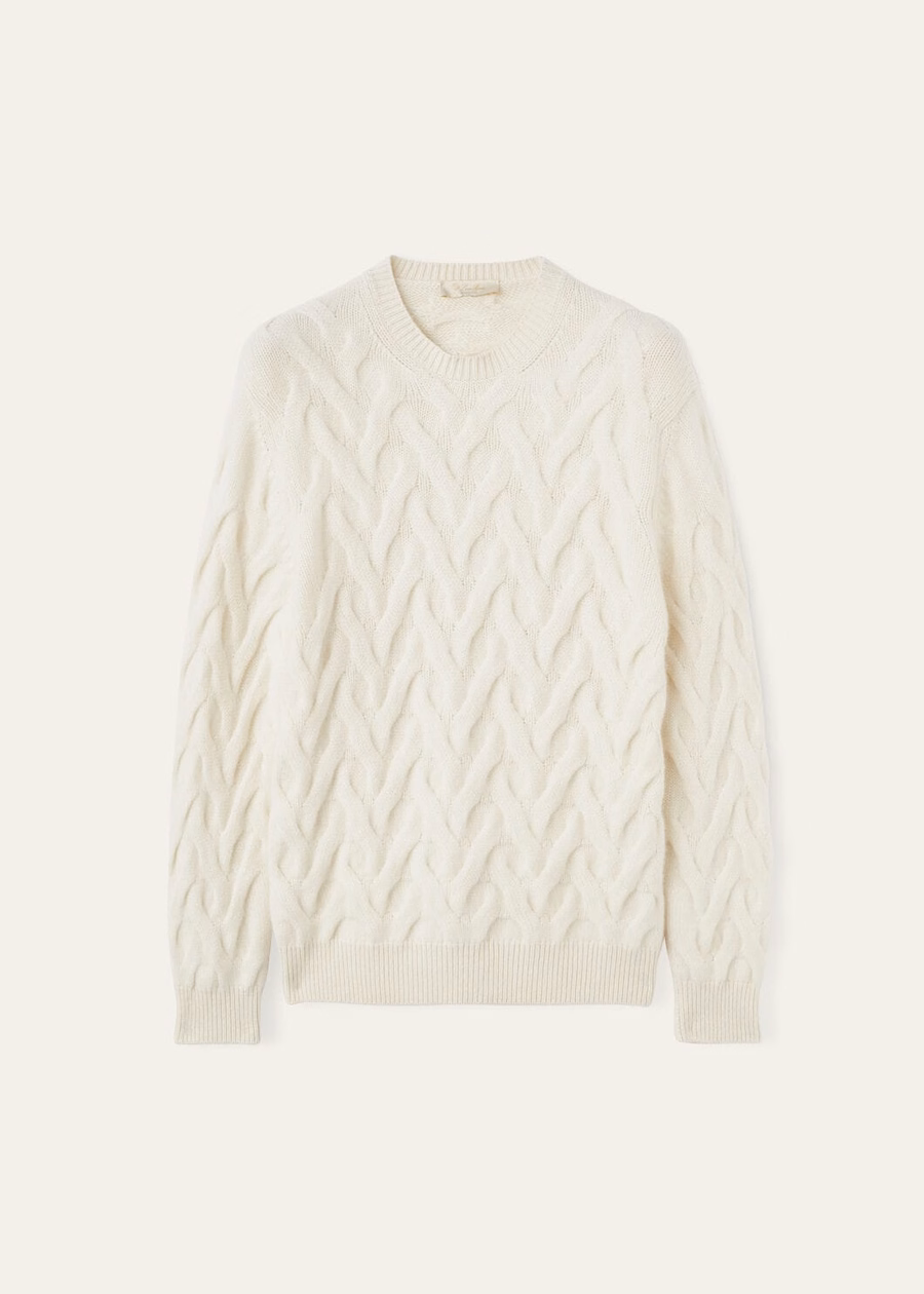 Cocooning Crewneck Baby Cashmere White Snow