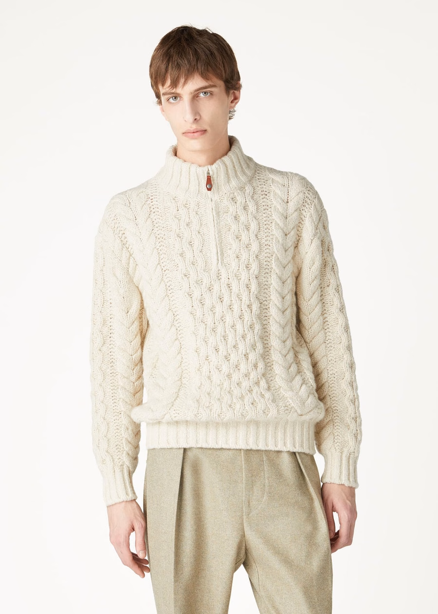 Valduggia Half-Neck Sweater, Pale Latte Cashmere