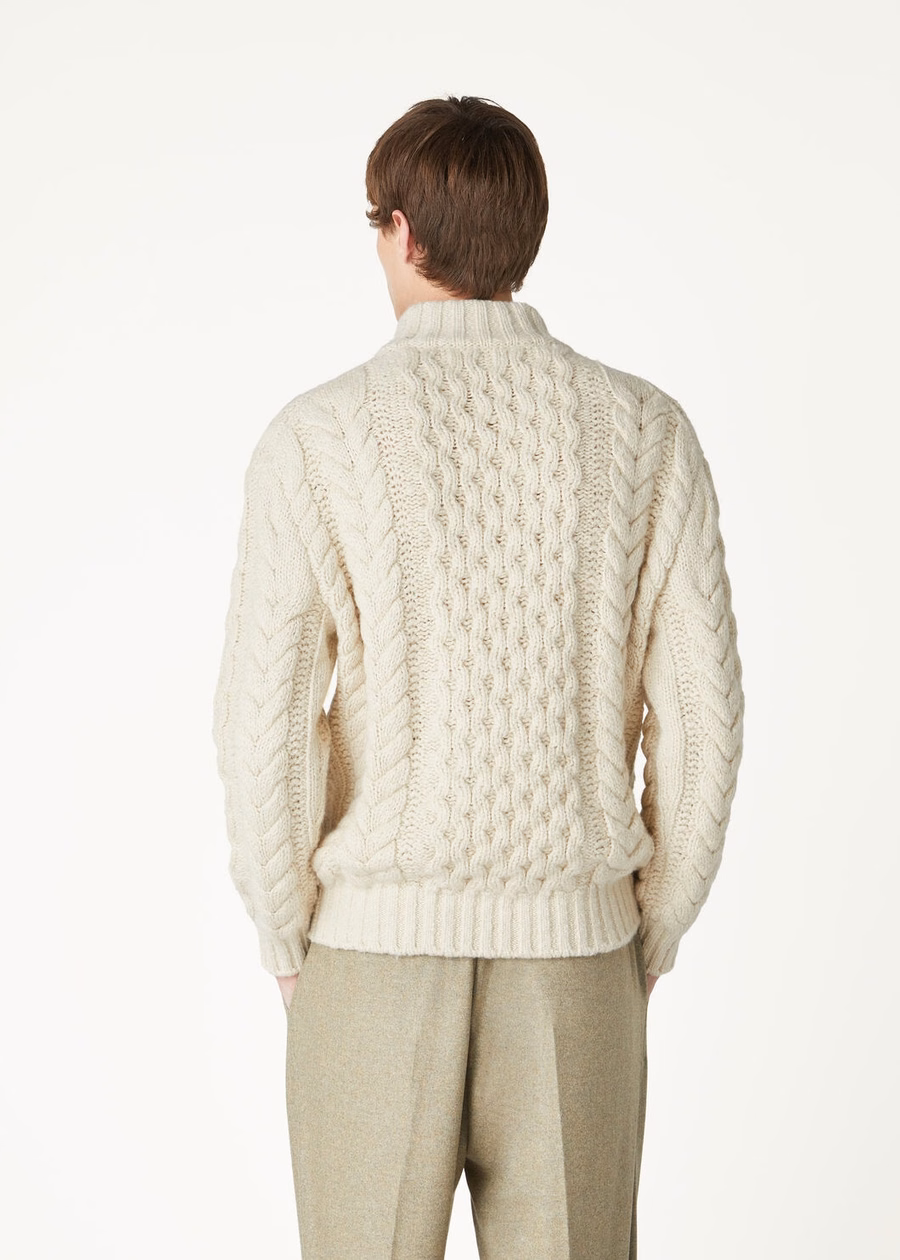 Valduggia Half-Neck Sweater, Pale Latte Cashmere