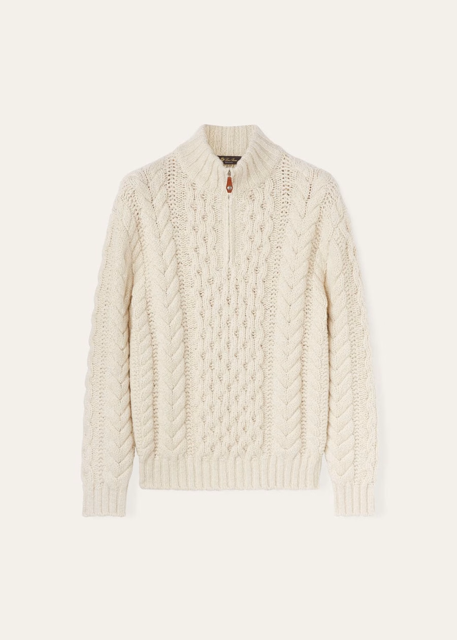 Valduggia Half-Neck Sweater, Pale Latte Cashmere