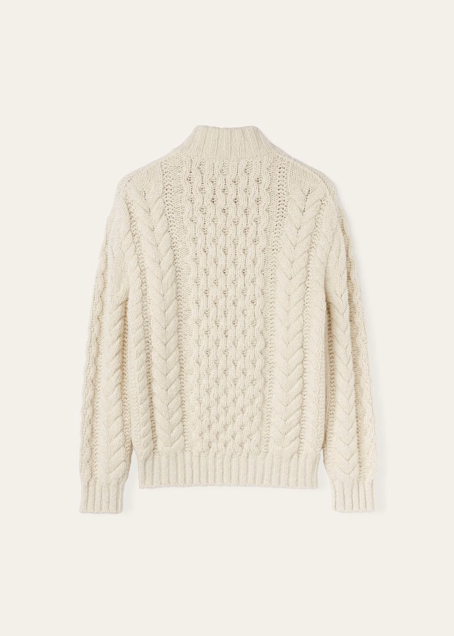 Valduggia Half-Neck Sweater, Pale Latte Cashmere