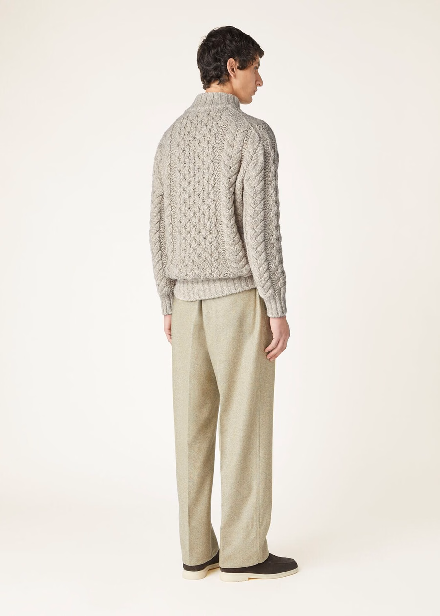 Valduggia Cashmere Garden Sand Half-Neck Sweater