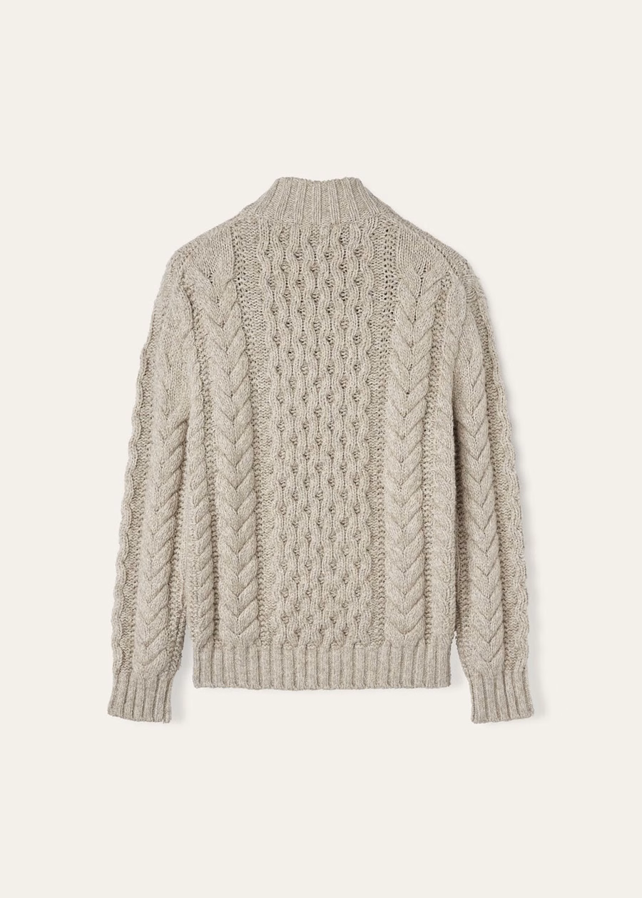 Valduggia Cashmere Garden Sand Half-Neck Sweater