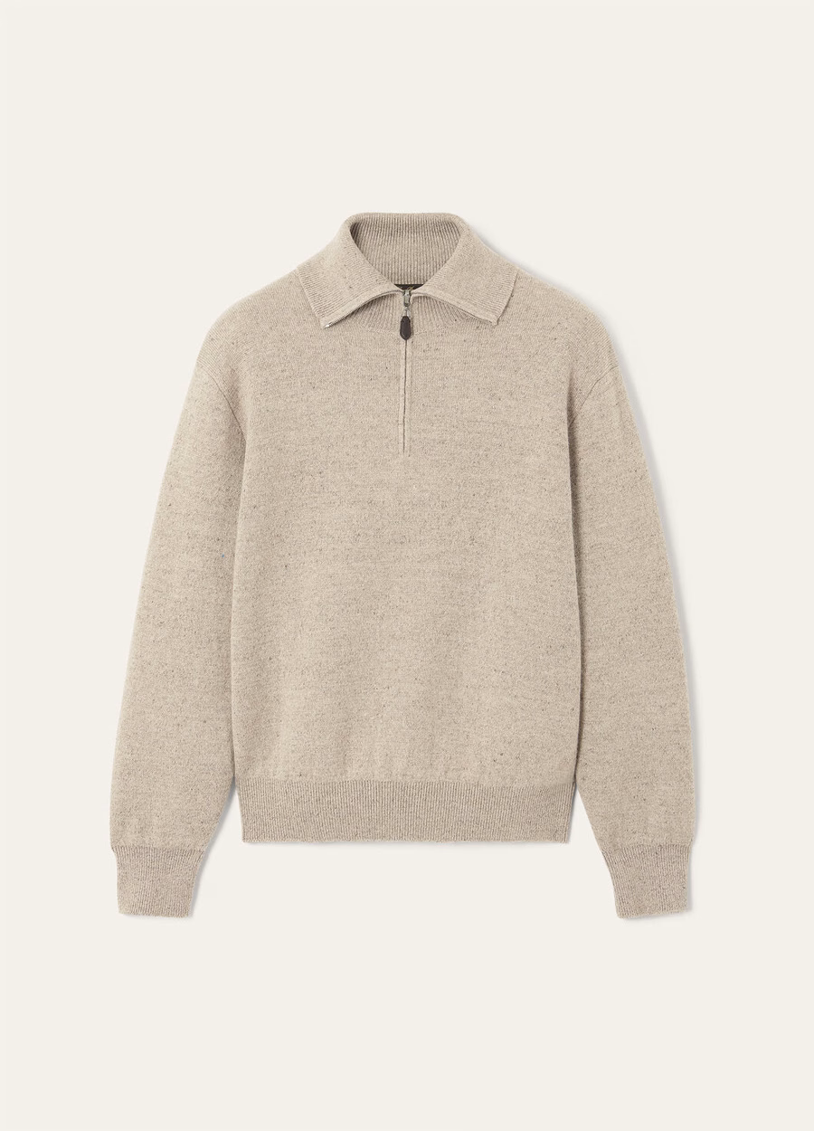 Feriolo Half-Zip Sweater In Silk Cashmere Delicate Bark
