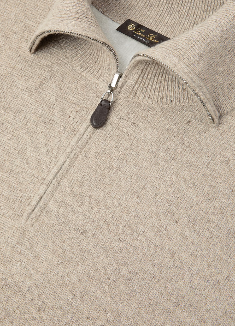 Feriolo Half-Zip Sweater In Silk Cashmere Delicate Bark