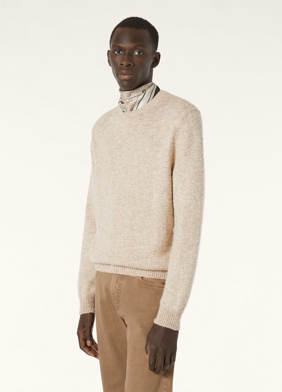 Verbania Crewneck In Silk Cashmere Hay Field