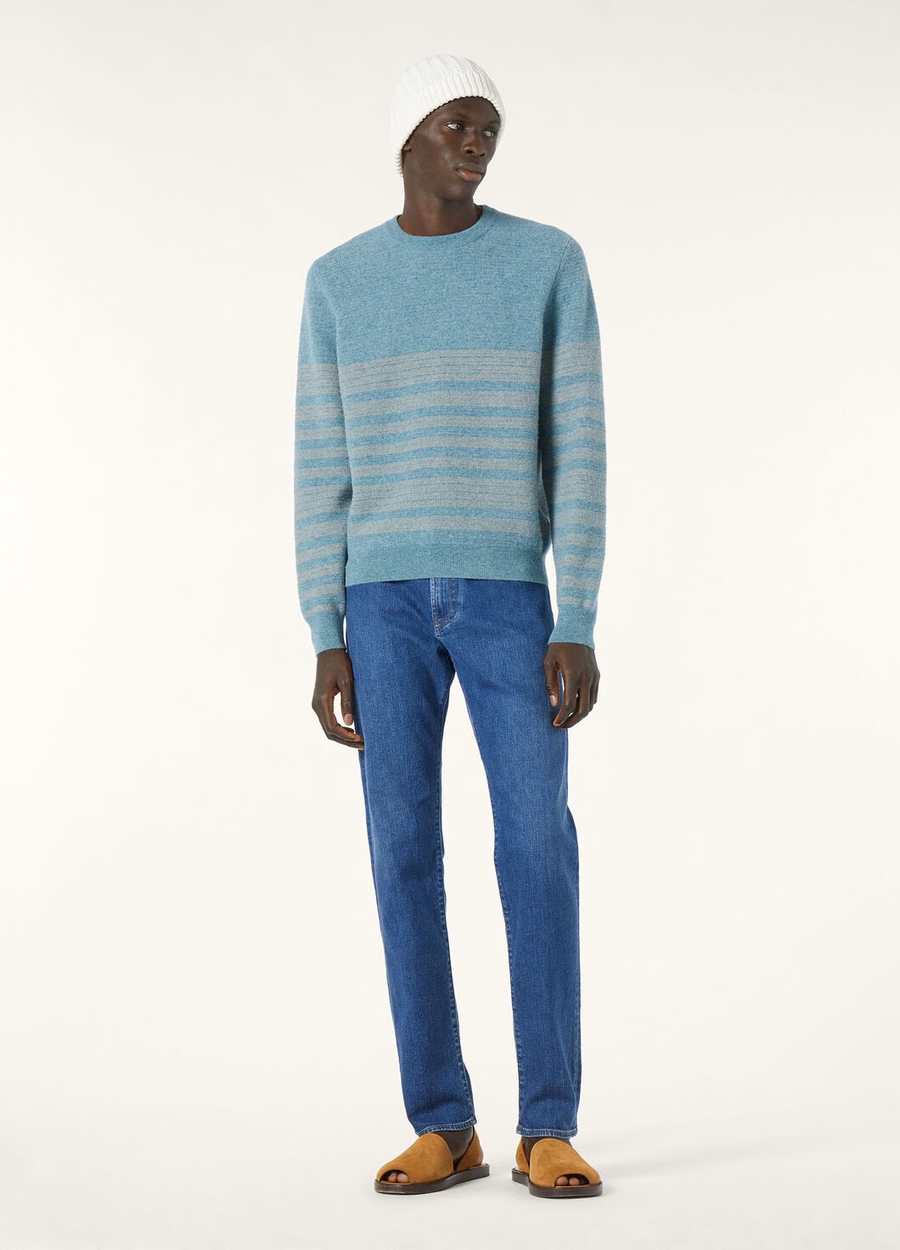 Oggebbio Crewneck Cotton Virgin Wool Mountain Stream