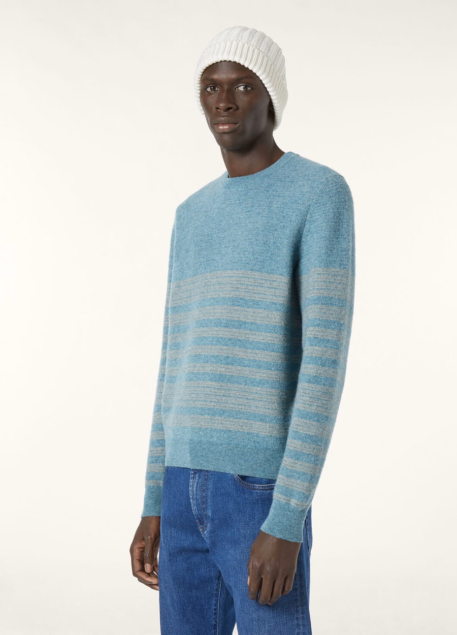 Oggebbio Crewneck Cotton Virgin Wool Mountain Stream