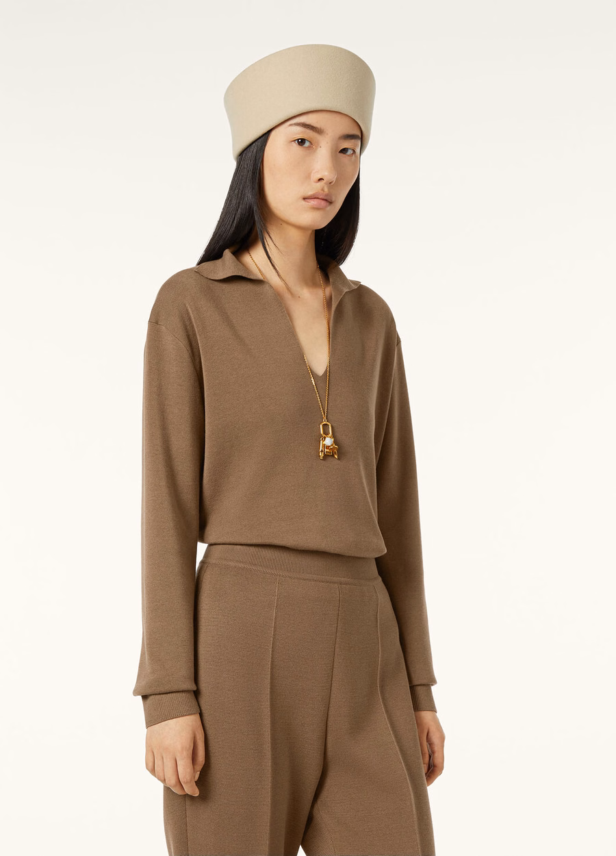 Polo Shirt Siena Cotton Silk Smoked Wood