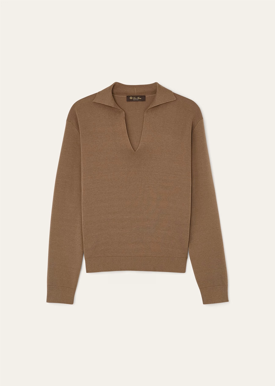 Polo Shirt Siena Cotton Silk Smoked Wood