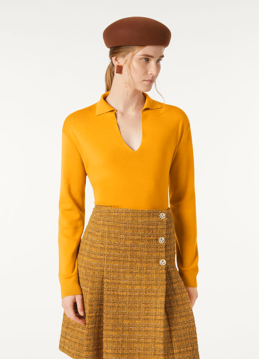 Siena Cotton Silk Saffron Tea Polo Shirt