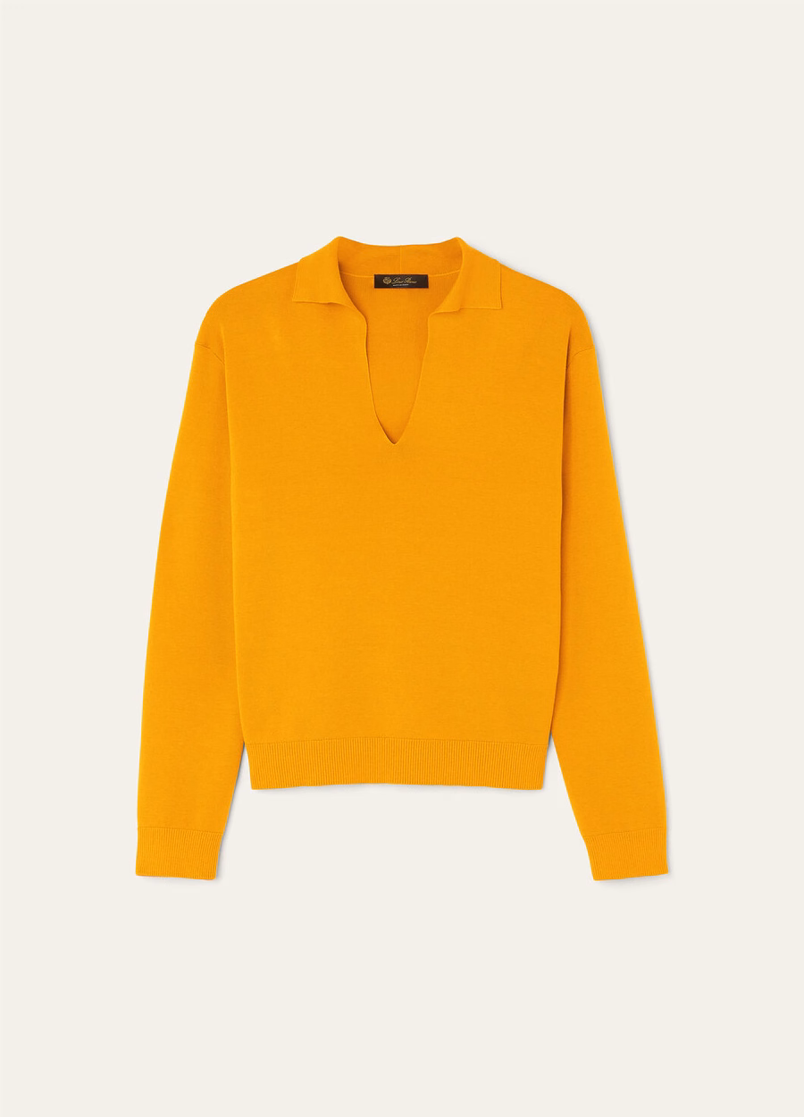 Siena Cotton Silk Saffron Tea Polo Shirt