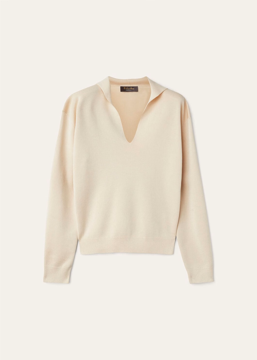 Siena Cotton Silk Rice Milk Polo Shirt