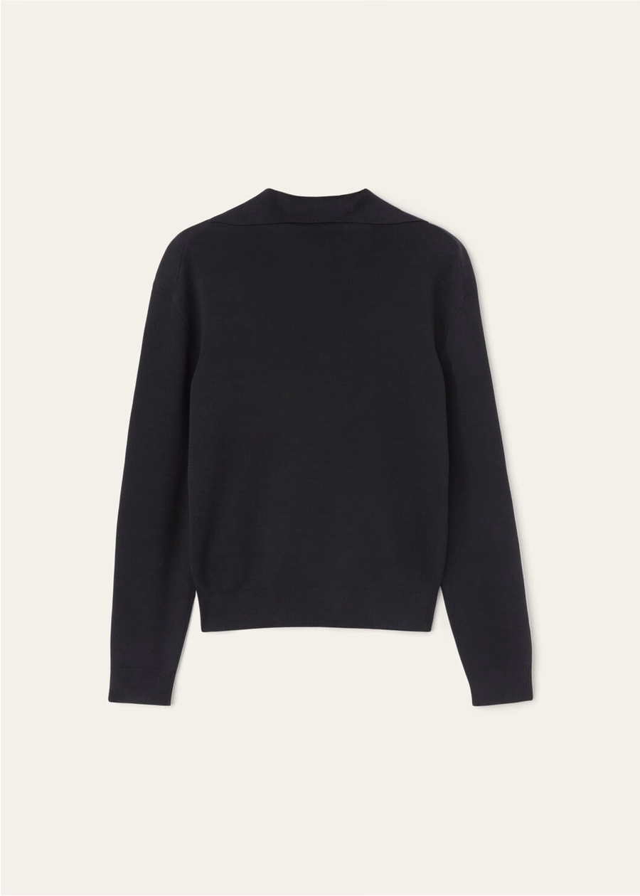 Siena Cotton Silk Polo Shirt Black
