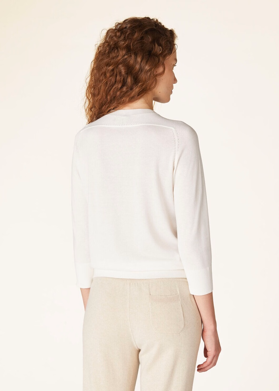 Crewneck Cashmere White Feather