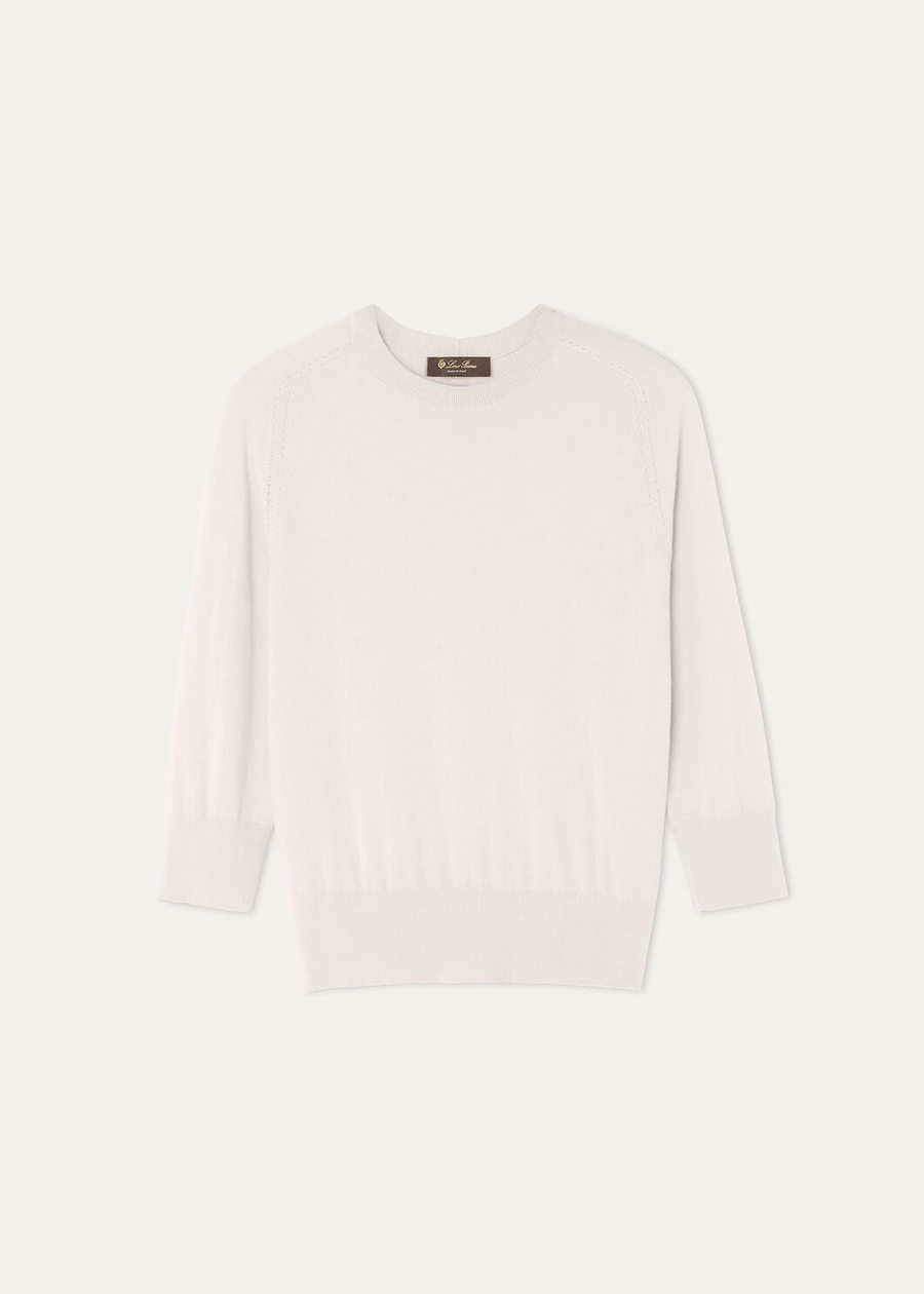 Crewneck Cashmere White Feather