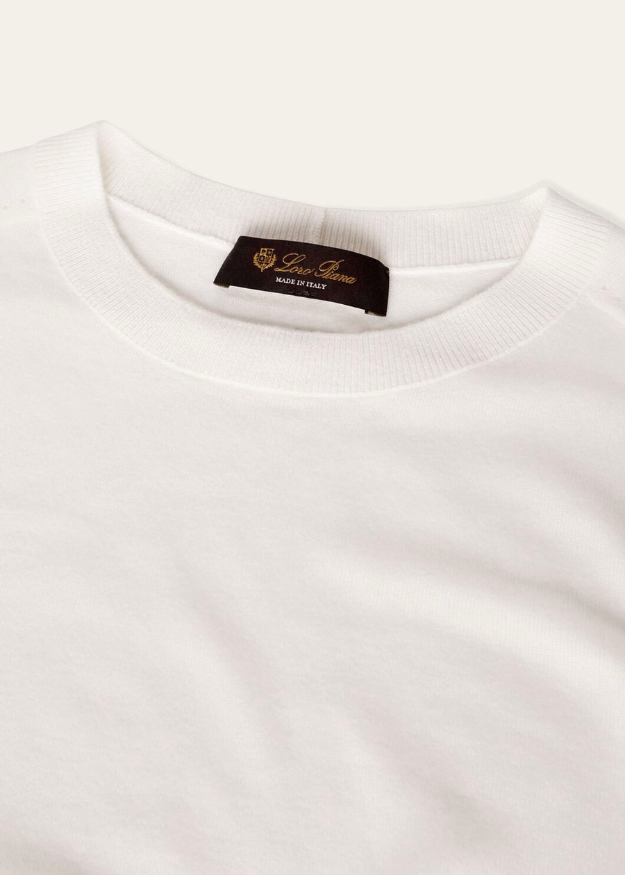 Crewneck Cashmere White Feather