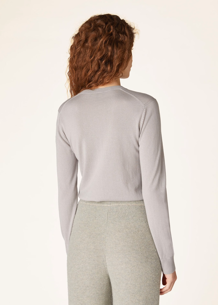 New Piuma V-Neck Cashmere Azure Grey/Denim Blue