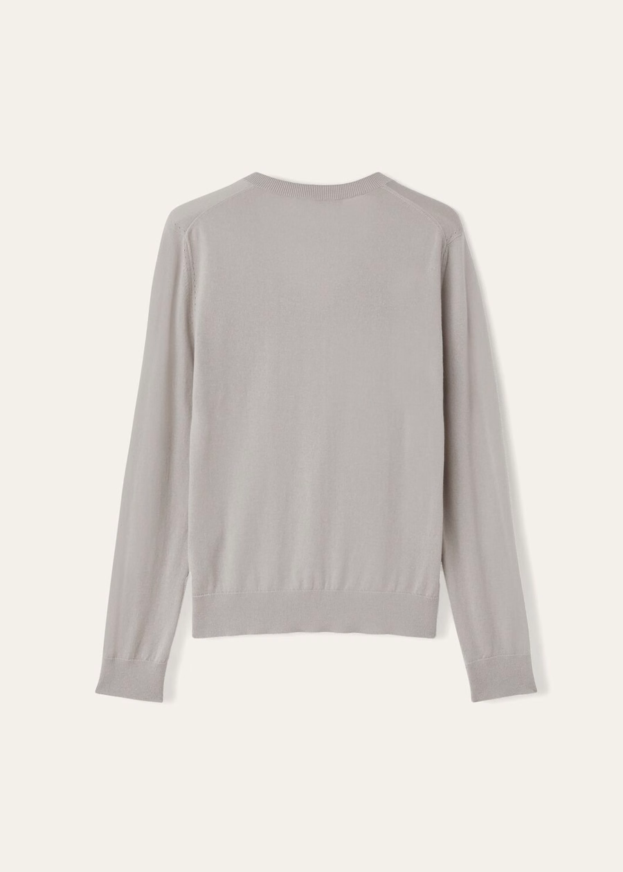 New Piuma V-Neck Cashmere Azure Grey/Denim Blue