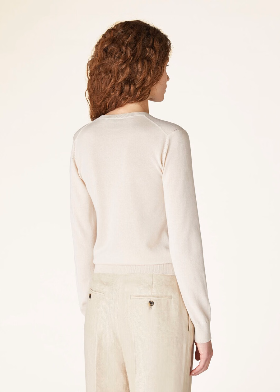 New Cashmere Tapioca Feather V-Neck
