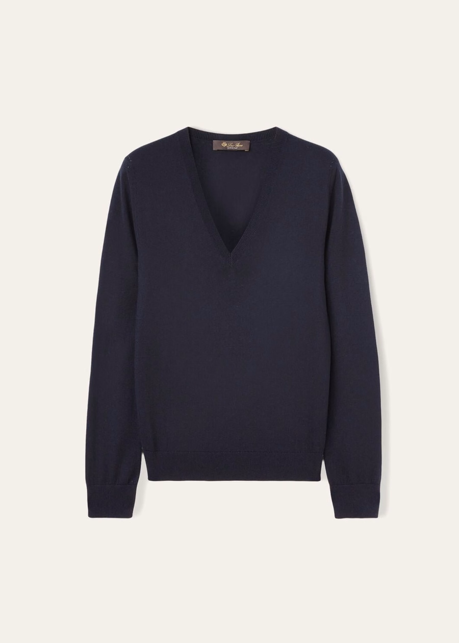 New Piuma V-Deck Cashmere Navy Blue
