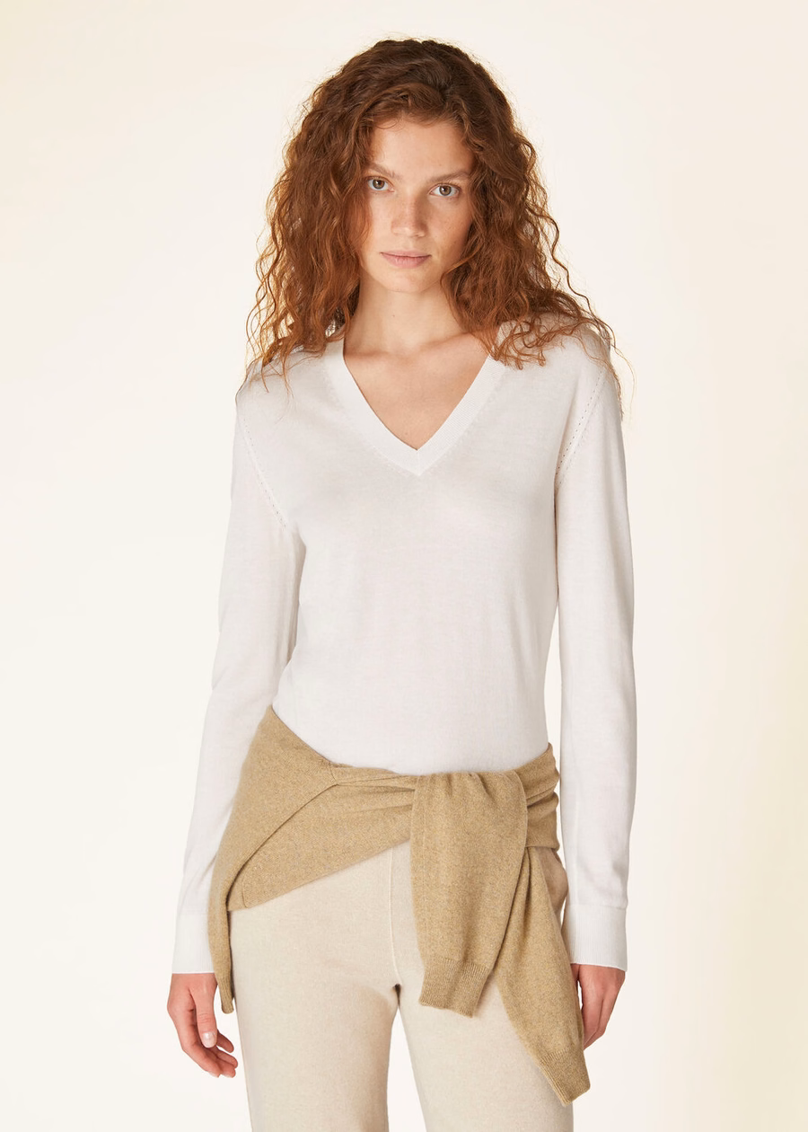 New Piuma V-Deck Cashmere White