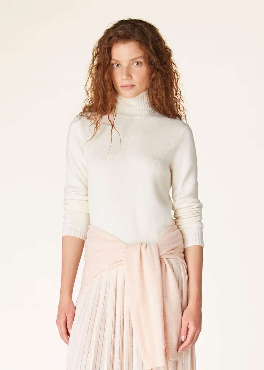 Parksville Turtleneck Baby Cashmere White Titanium