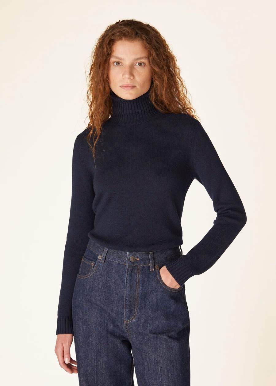 Parksville Turtleneck Baby Cashmere Navy Blue