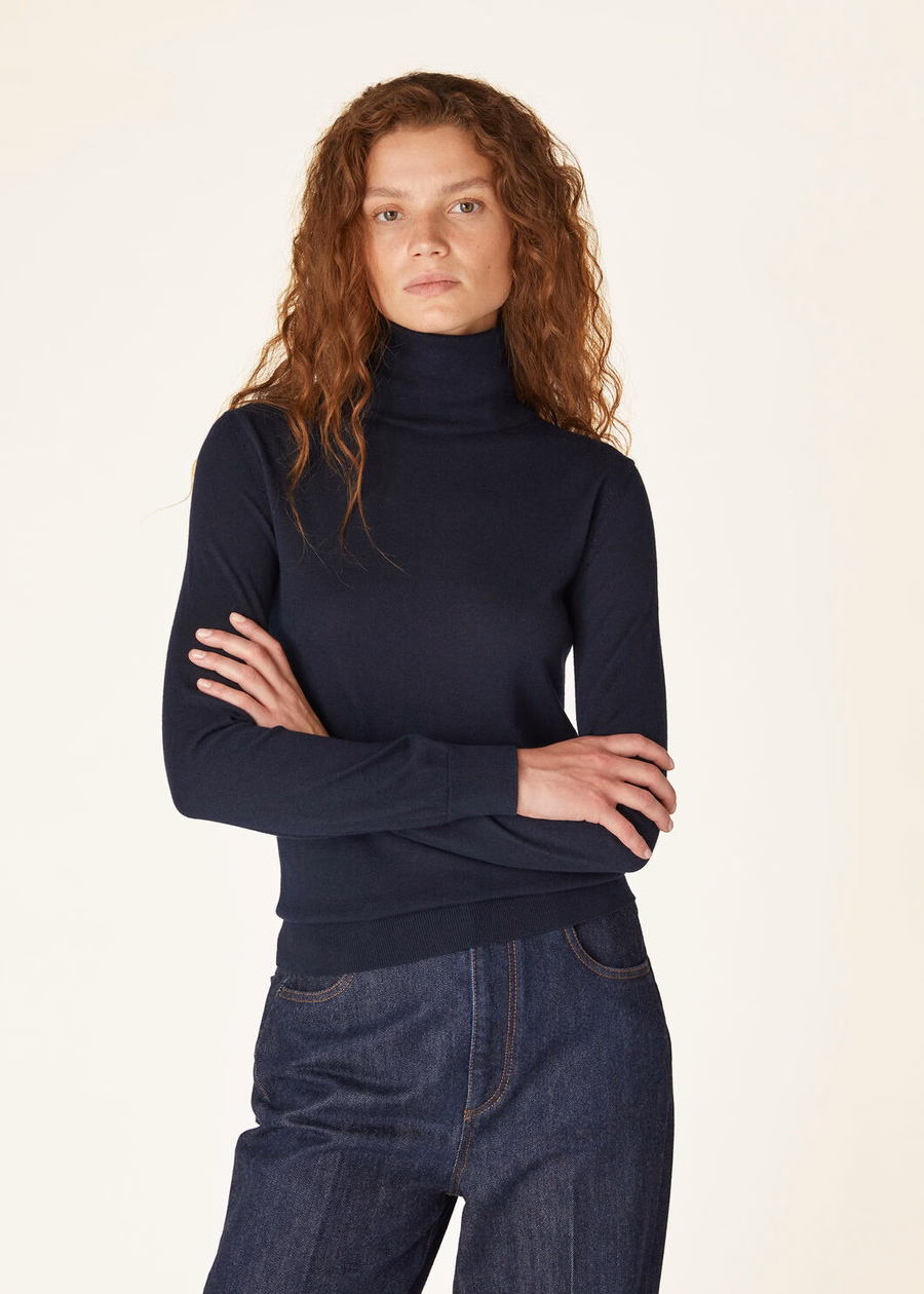 Neo Piuma Turtleneck Cashmere Navy Blue
