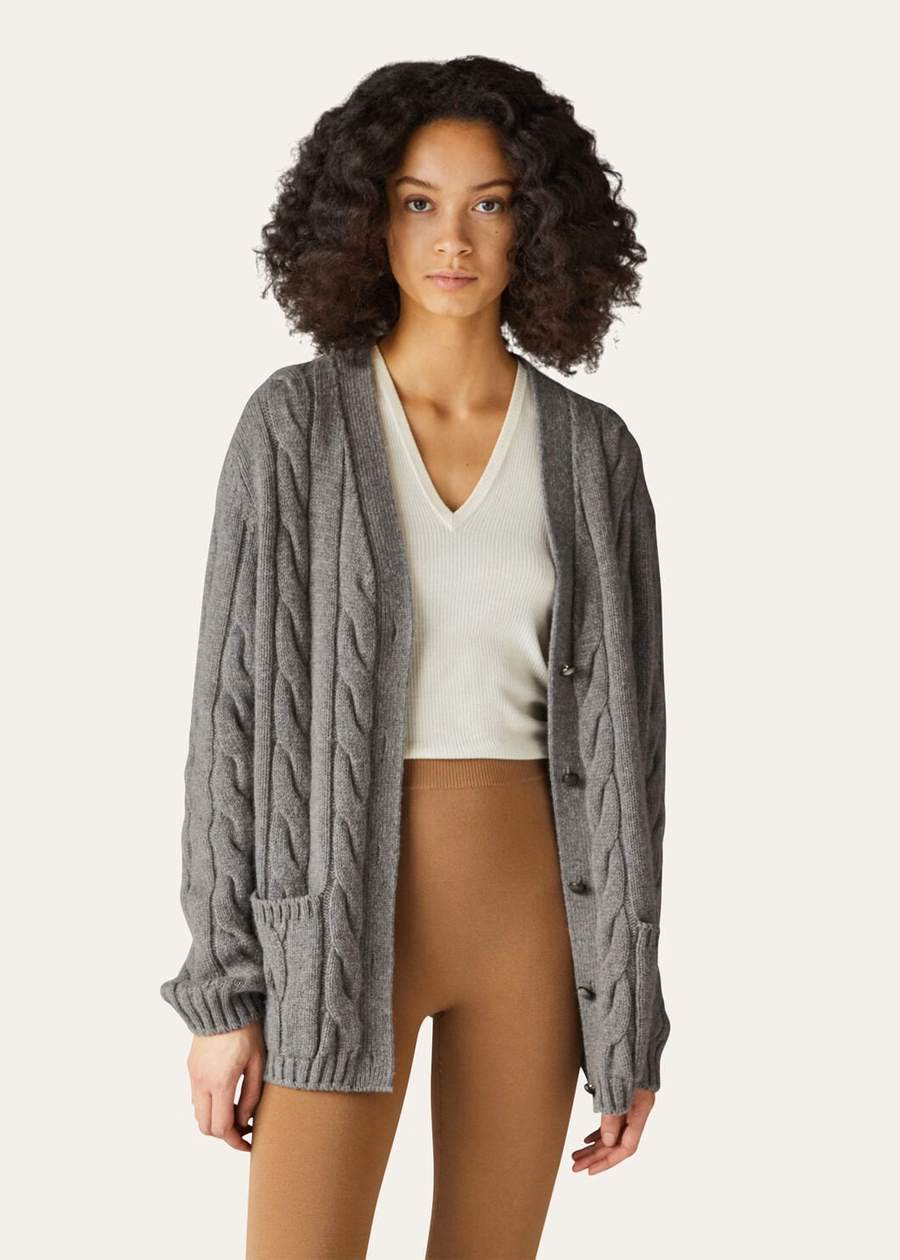 Napier Cardigan Baby Cashmere Coarsehair® Cayenne Melange/North Sea