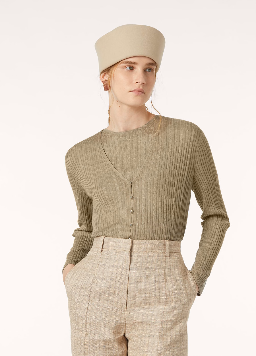 Rimella Cardigan Silk Cashmere Dried Tarragon