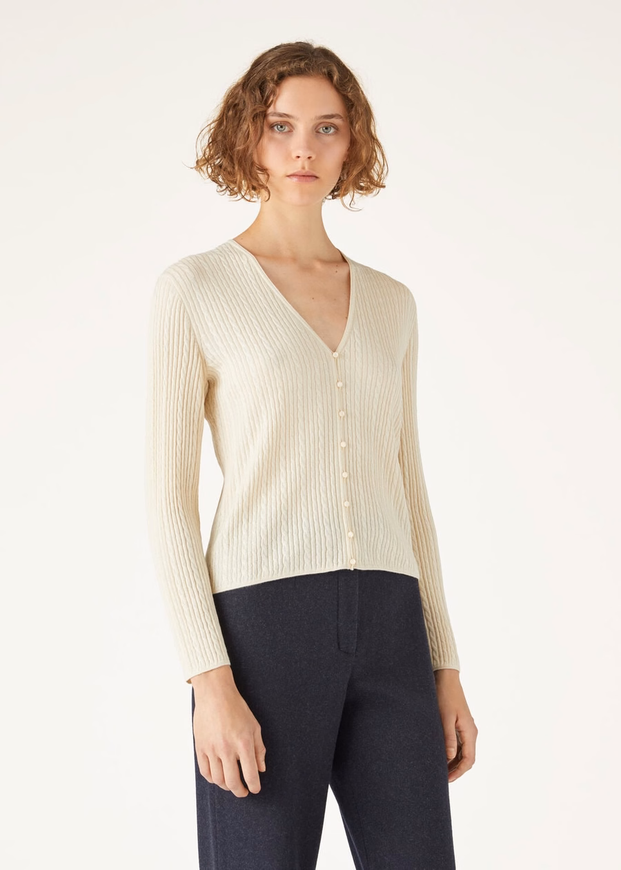 Rimella Cardigan Cream Cashmere, Cashmere