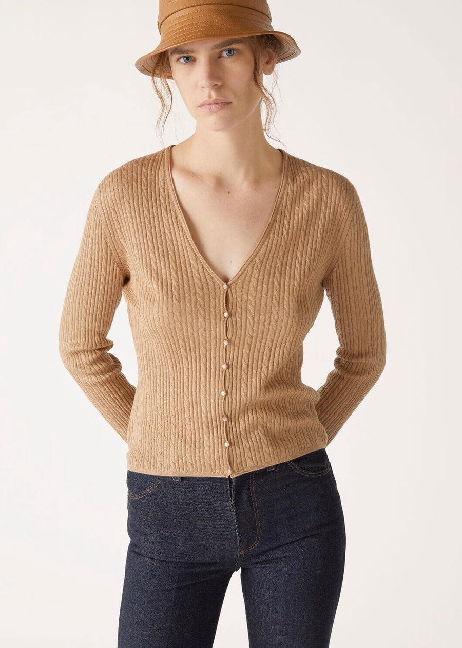 Rimella Cashmere Silk Cardigan Gobi Dunes