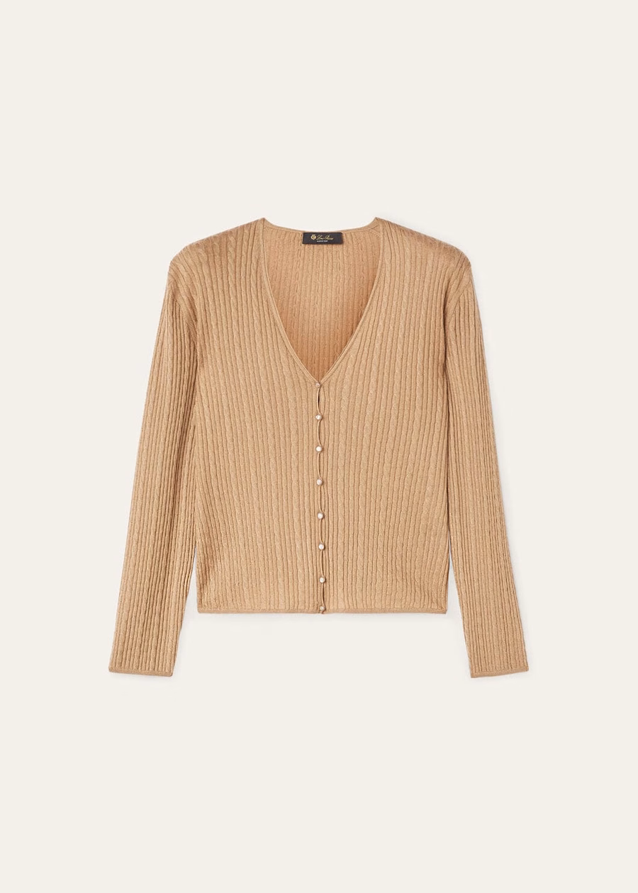 Rimella Cashmere Silk Cardigan Gobi Dunes