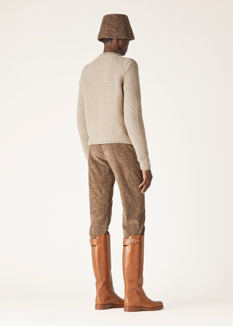 Baranca Cardigan In Natural Cashmere Brown Melange