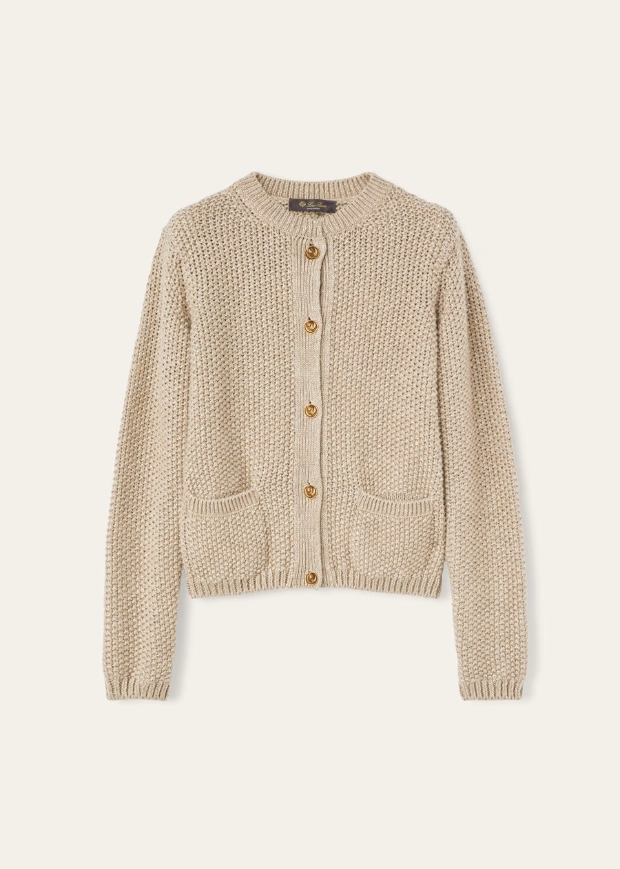 Baranca Cardigan In Natural Cashmere Brown Melange