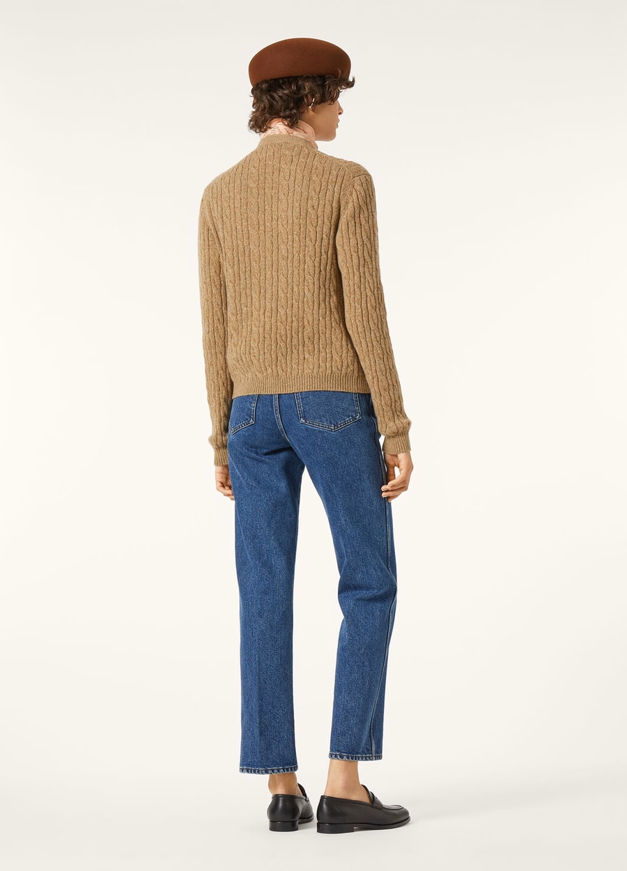 Treccia Cardigan Baby Cashmere Raw Honey Melange/Rosemary Infusion