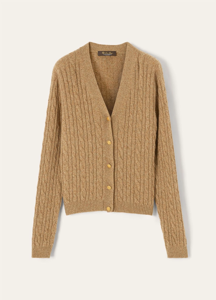 Treccia Cardigan Baby Cashmere Raw Honey Melange/Rosemary Infusion