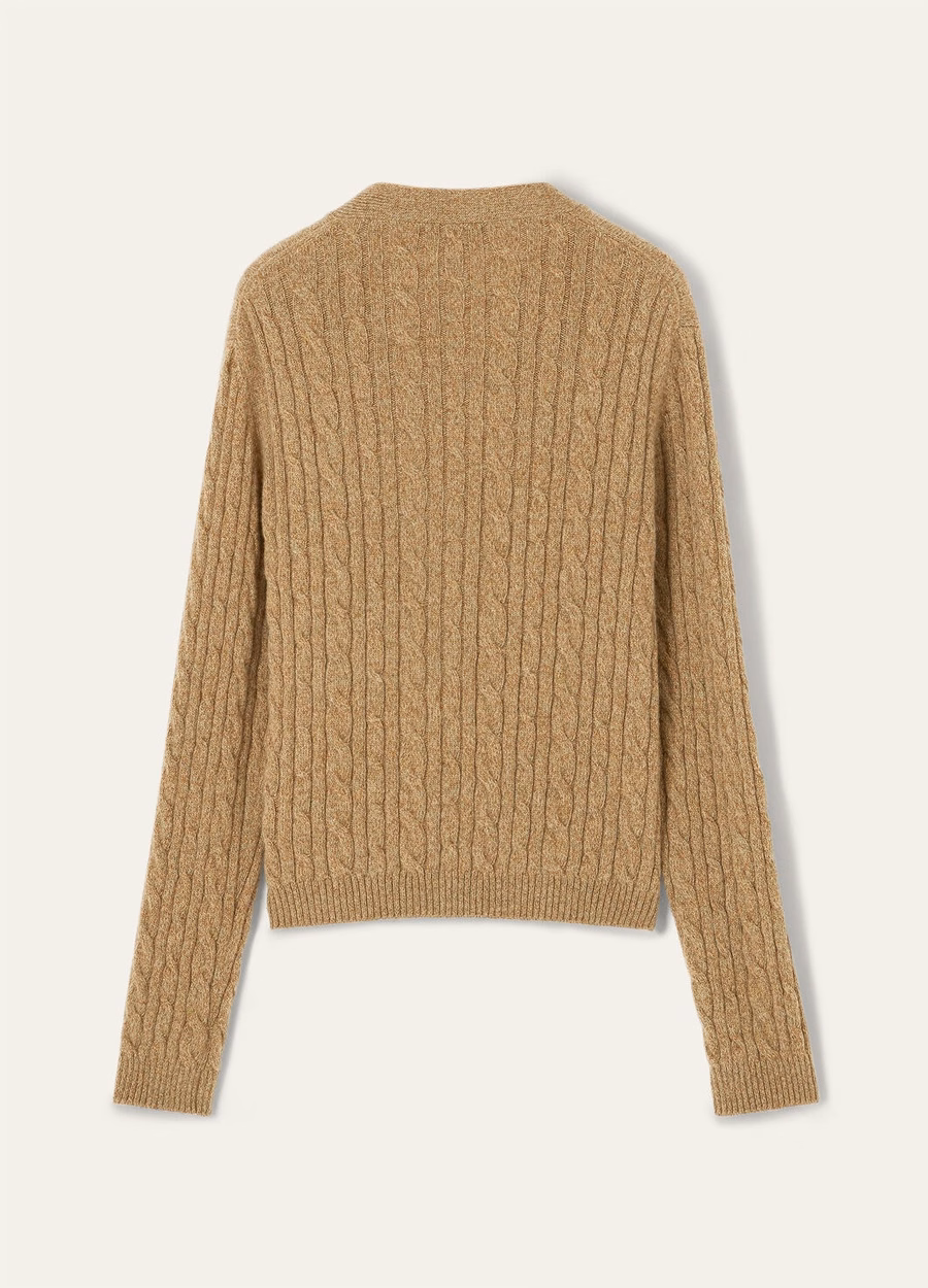 Treccia Cardigan Baby Cashmere Raw Honey Melange/Rosemary Infusion