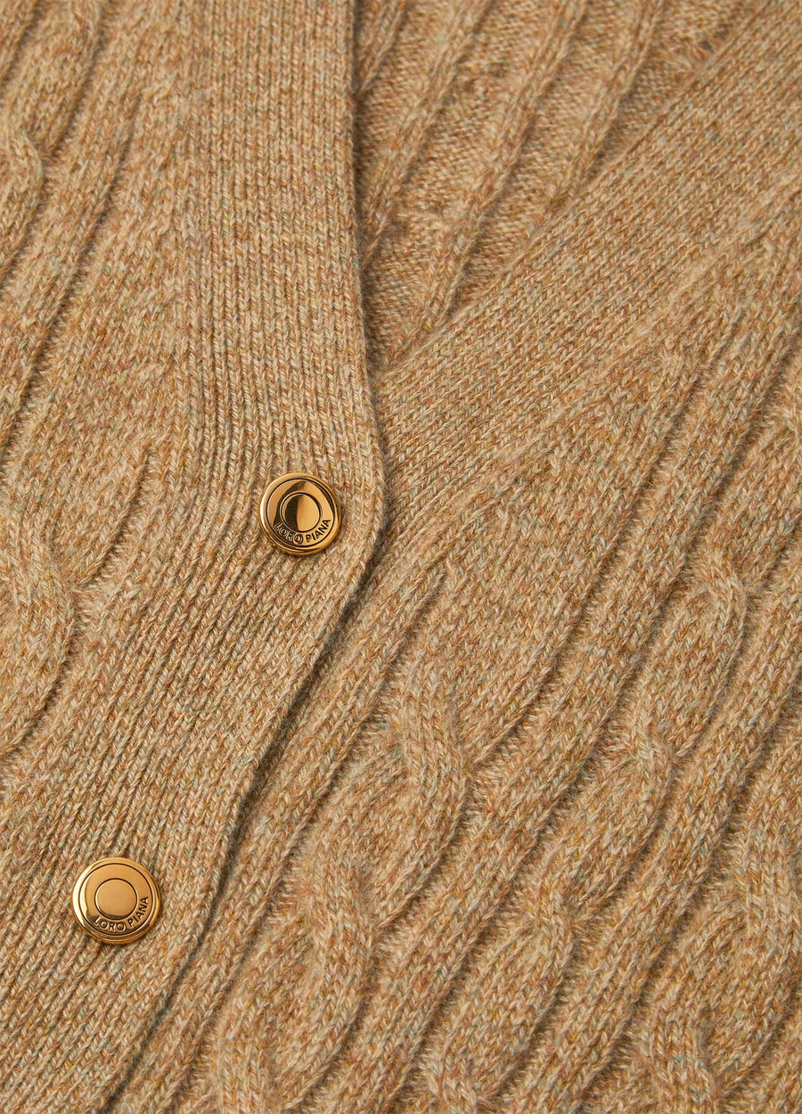 Treccia Cardigan Baby Cashmere Raw Honey Melange/Rosemary Infusion