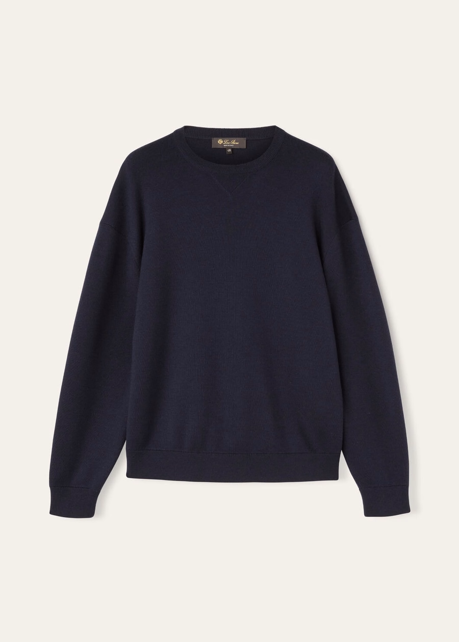 Balfour Crewneck Silk Cashmere Virgin Wool Navy Blue