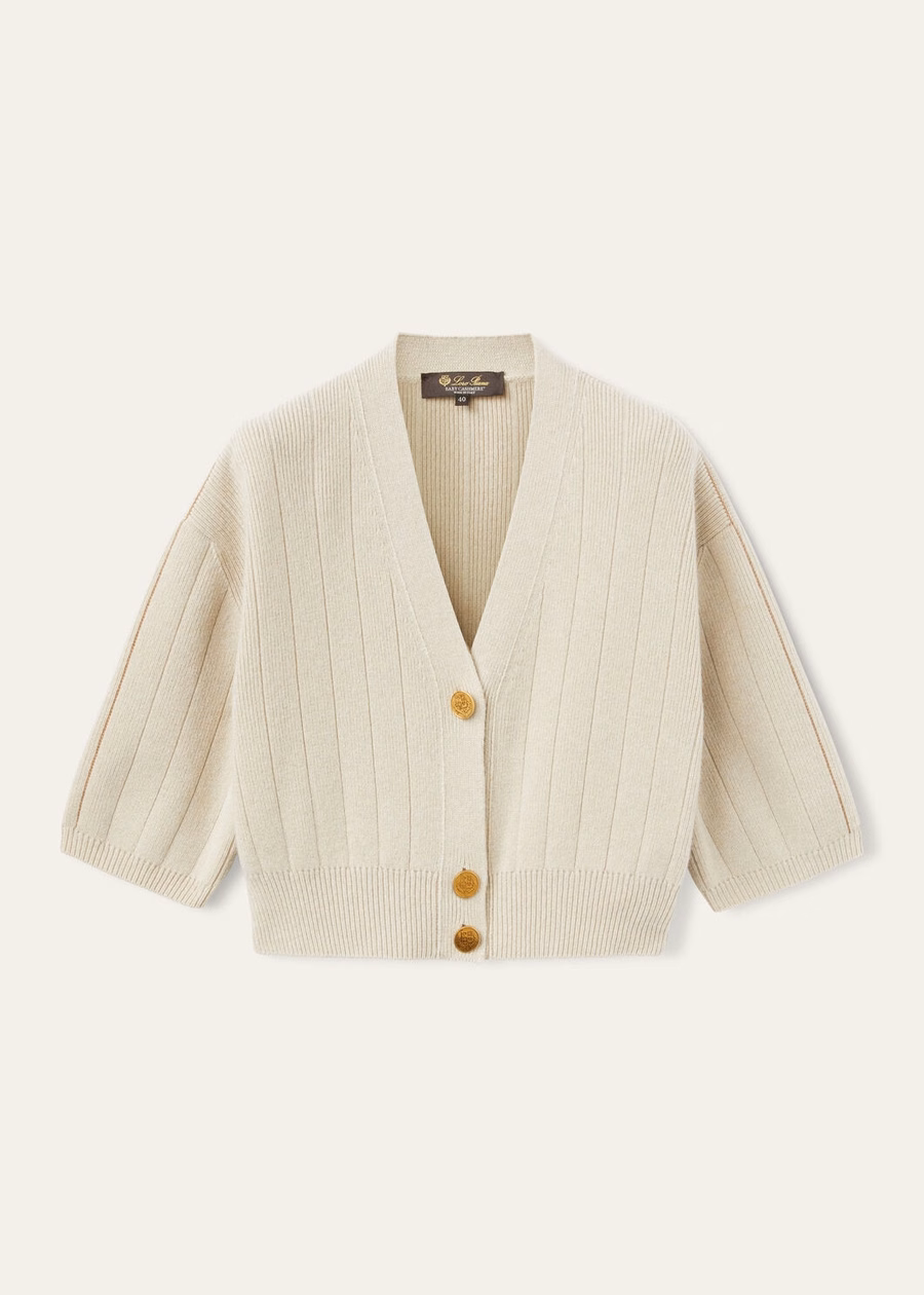 Cervatto Baby Cashmere Cardigan Ivory Lace Melange/Nutmeg See Melange