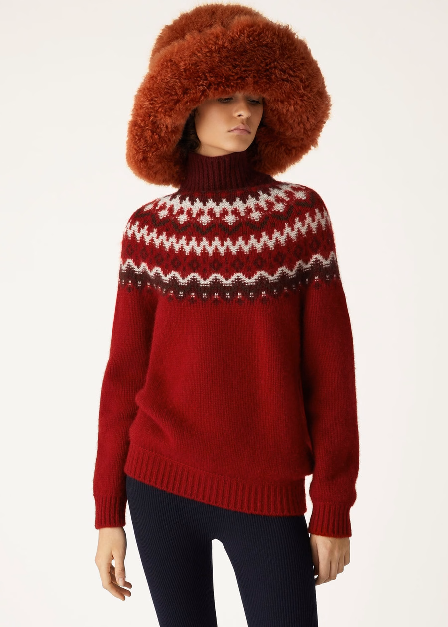 Alpe Pile Turtleneck Cashmere Bright Carmine/Bordeaux Melange