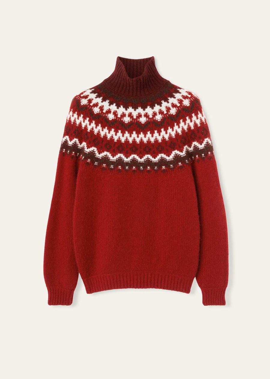 Alpe Pile Turtleneck Cashmere Bright Carmine/Bordeaux Melange