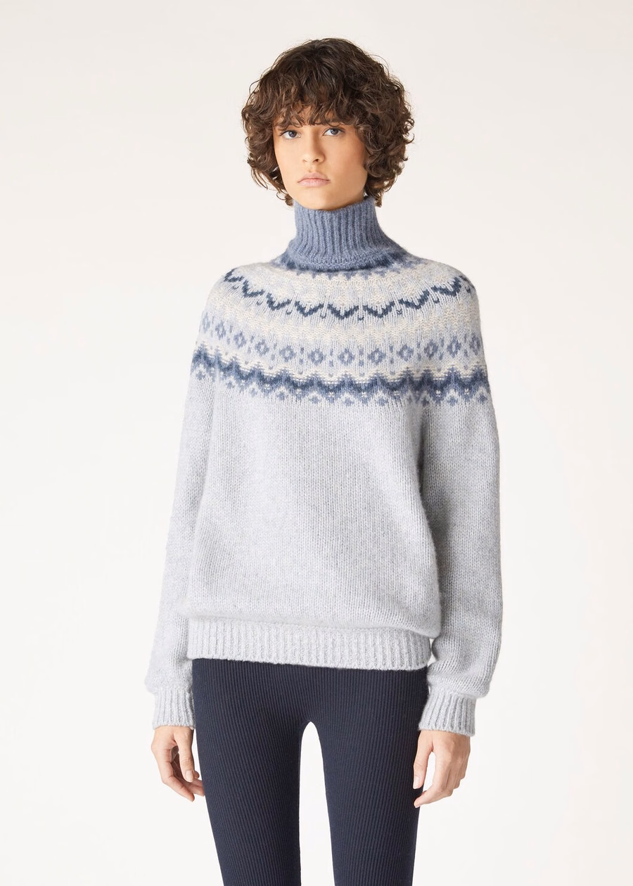 Alpe Pile Turtleneck Cashmere Pearl Stone Melange/Seafoam Serenity