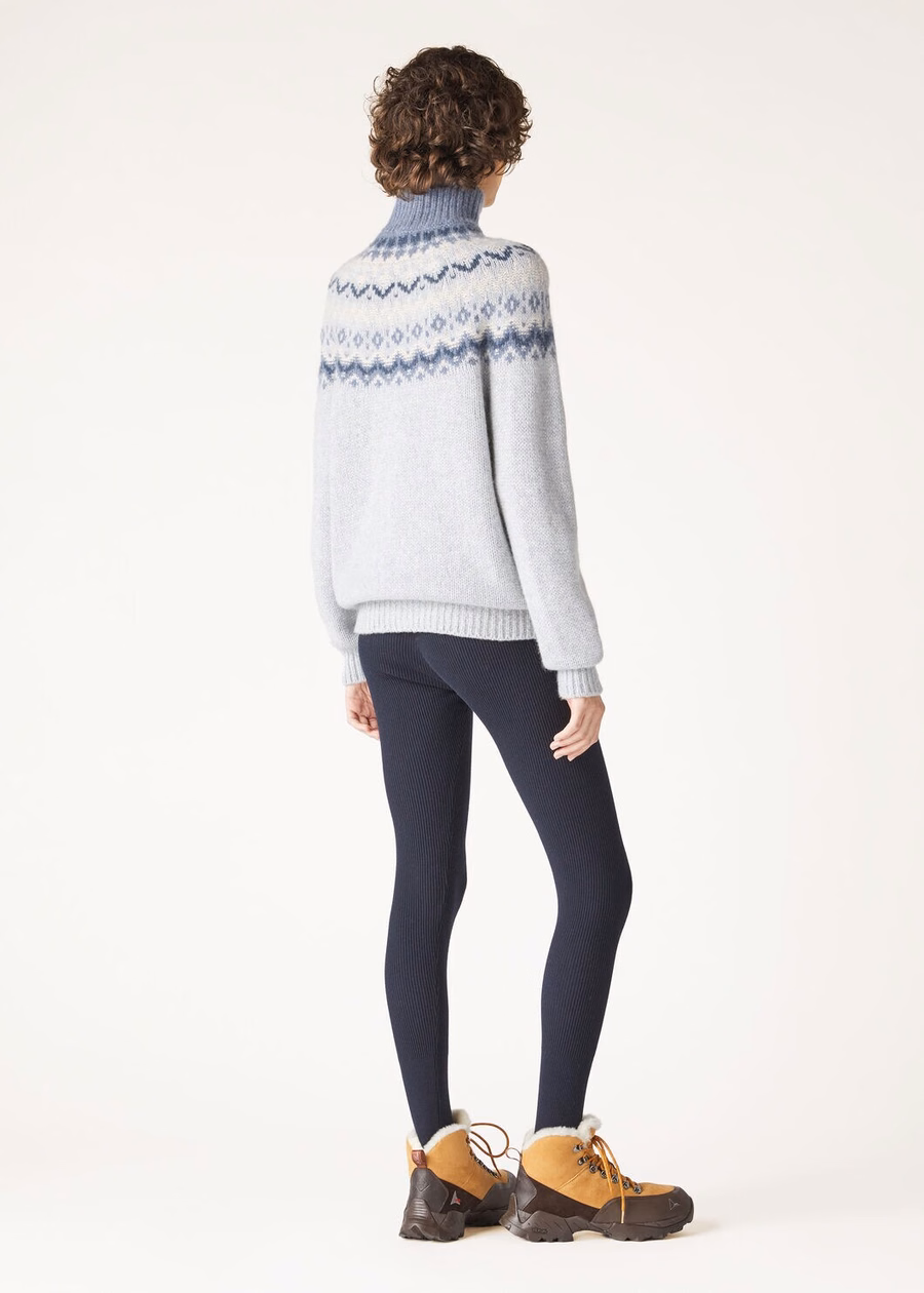 Alpe Pile Turtleneck Cashmere Pearl Stone Melange/Seafoam Serenity