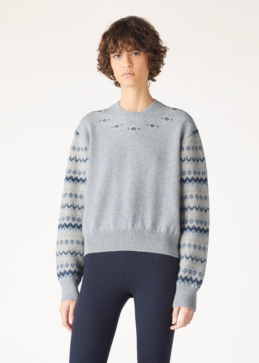 Alpe Pile Crewneck Cashmere Pearl Stone Melange/Seafoam Serenity